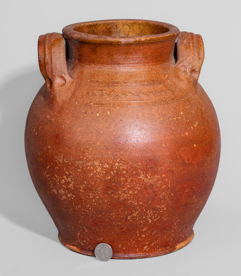 Attrib. Cain Pottery, Sullivan County, TN Redware Jar, c1850-80
