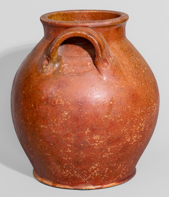 Attrib. Cain Pottery, Sullivan County, TN Redware Jar, c1850-80