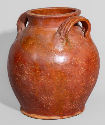 Attrib. Cain Pottery, Sullivan County, TN Redware Jar, c1850-80