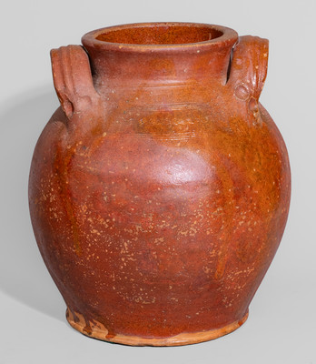 Attrib. Cain Pottery, Sullivan County, TN Redware Jar, c1850-80