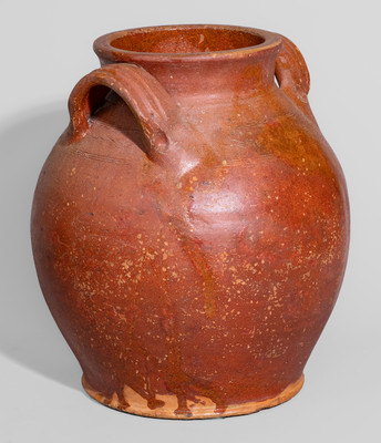 Attrib. Cain Pottery, Sullivan County, TN Redware Jar, c1850-80