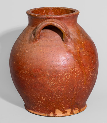 Attrib. Cain Pottery, Sullivan County, TN Redware Jar, c1850-80