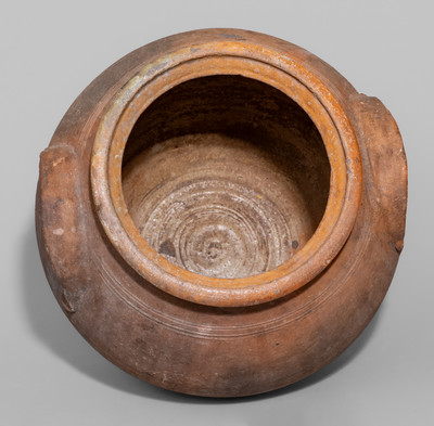 Extremely Rare NC Handled Redware Jar, possibly J.C. Cox, Randolph County, late 18th century