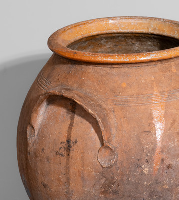 Extremely Rare NC Handled Redware Jar, possibly J.C. Cox, Randolph County, late 18th century