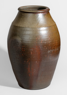 Rare Iron-Decorated Stoneware Jar, Stamped "JS," probably Jeff Spears, Middle Tennessee