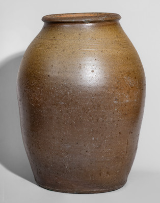 Rare Salt-Glazed Stoneware Jar, Stamped "J.C," probably James Crawley, Putnam County, TN