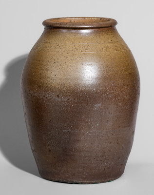 Rare Salt-Glazed Stoneware Jar, Stamped "J.C," probably James Crawley, Putnam County, TN