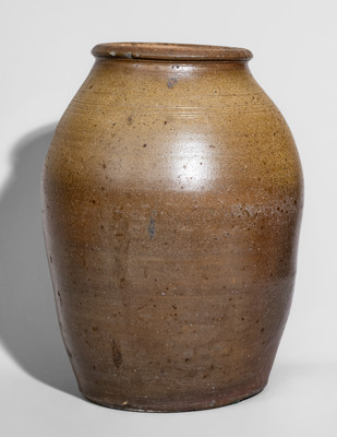 Rare Salt-Glazed Stoneware Jar, Stamped "J.C," probably James Crawley, Putnam County, TN
