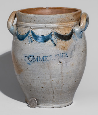 Fine COMMERAW'S / STONEWARE Jar w/ Impressed Decoration, New York City, early 19th century