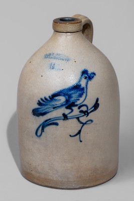 J. & E. NORTON / BENNINGTON VT Stoneware Bird Jug, c1855