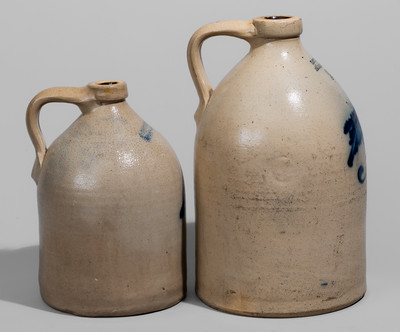 Two Norton Family, Bennington, VT Stoneware Bird Jugs, 1855-60