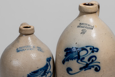 Two Norton Family, Bennington, VT Stoneware Bird Jugs, 1855-60
