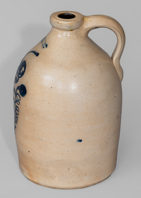 J. & E. NORTON / BENNINGTON VT Stoneware Jug w/ Cobalt Floral Decoration