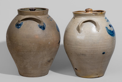 Two Two-Gallon Norton Family, Bennington, VT Stoneware Jars, c1820s