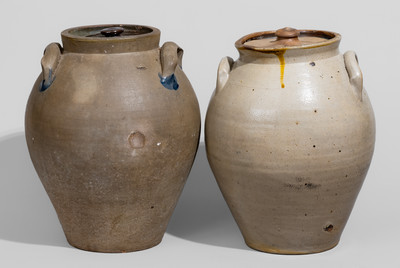 Two Two-Gallon Norton Family, Bennington, VT Stoneware Jars, c1820s