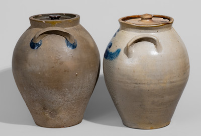 Two Two-Gallon Norton Family, Bennington, VT Stoneware Jars, c1820s
