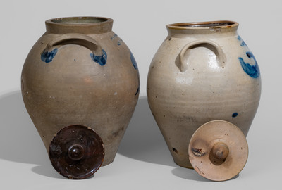 Two Two-Gallon Norton Family, Bennington, VT Stoneware Jars, c1820s