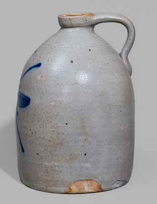 CORTLAND, New York Stoneware Jug w/ Cobalt Floral Decoration, c1867-69