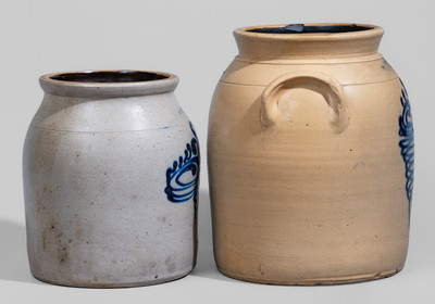 Two ALBANY, NY Stoneware Jars, probably O'Connell Pottery, c1860