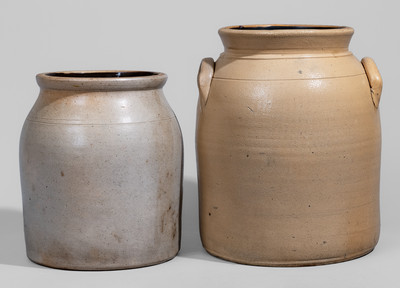 Two ALBANY, NY Stoneware Jars, probably O'Connell Pottery, c1860