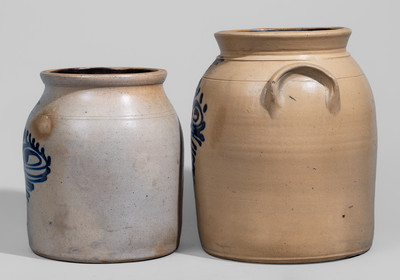 Two ALBANY, NY Stoneware Jars, probably O'Connell Pottery, c1860