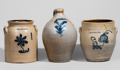 Three Pieces of New York State Stoneware, 19th century