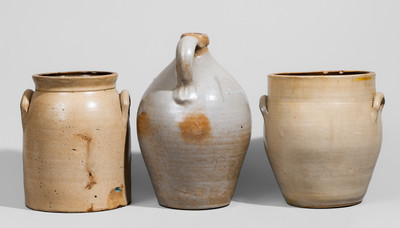Three Pieces of New York State Stoneware, 19th century