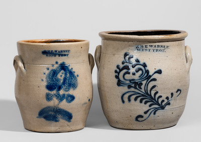 Two WM. E. WARNER / WEST TROY, New York Stoneware Jars