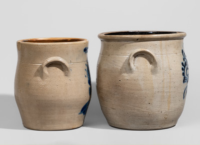 Two WM. E. WARNER / WEST TROY, New York Stoneware Jars