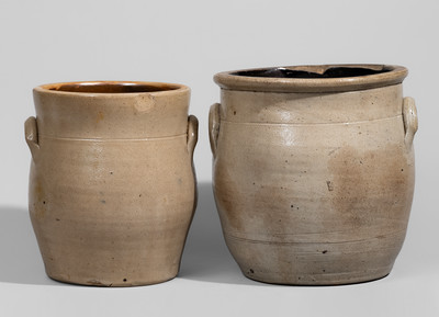 Two WM. E. WARNER / WEST TROY, New York Stoneware Jars