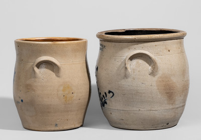 Two WM. E. WARNER / WEST TROY, New York Stoneware Jars