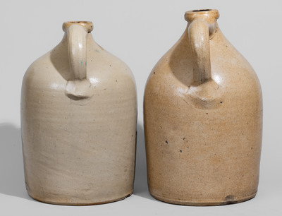 Two N. CLARK, JR. / ATHENS, N.Y. Cobalt-Decorated Stoneware Jugs
