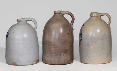 Three Cobalt-Decorated American Stoneware Jugs, third quarter 19th century