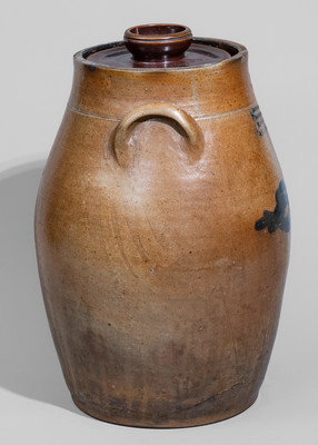 Four-Gallon GOTT & PALMER / PHOENIX POTTERY / Hudson-Street / ALBANY, N.Y. Stoneware Churn