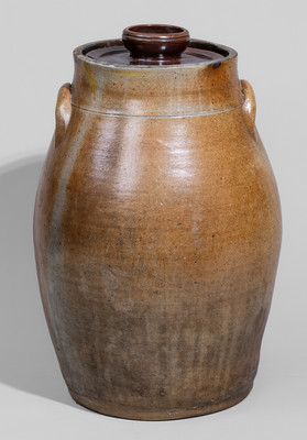 Four-Gallon GOTT & PALMER / PHOENIX POTTERY / Hudson-Street / ALBANY, N.Y. Stoneware Churn