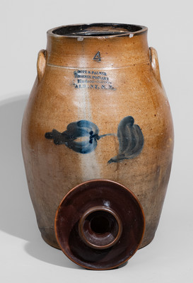 Four-Gallon GOTT & PALMER / PHOENIX POTTERY / Hudson-Street / ALBANY, N.Y. Stoneware Churn