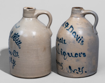 Two Albany, New York Stoneware Advertising Jugs, c1875