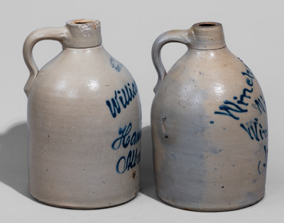 Two Albany, New York Stoneware Advertising Jugs, c1875
