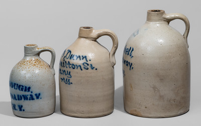Three New York State Stoneware Advertising Jugs, c1875
