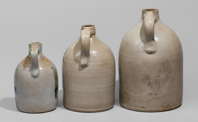 Three New York State Stoneware Advertising Jugs, c1875