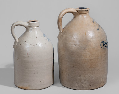Two Cobalt-Decorated Albany, NY Stoneware Advertising Jugs