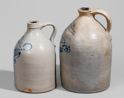 Two Cobalt-Decorated Albany, NY Stoneware Advertising Jugs