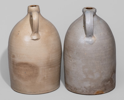 Two Three-Gallon Stoneware Jugs w/ Elaborate Albany, NY Advertising