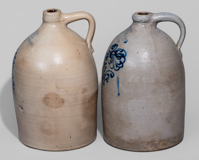 Two Three-Gallon Stoneware Jugs w/ Elaborate Albany, NY Advertising