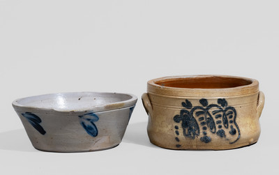 Two Pieces of Cobalt-Decorated American Stoneware, second half 19th century
