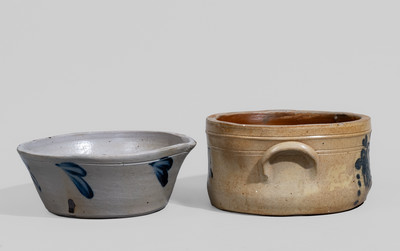 Two Pieces of Cobalt-Decorated American Stoneware, second half 19th century