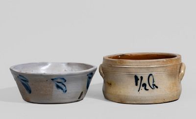 Two Pieces of Cobalt-Decorated American Stoneware, second half 19th century