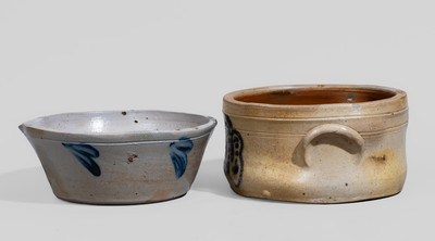 Two Pieces of Cobalt-Decorated American Stoneware, second half 19th century