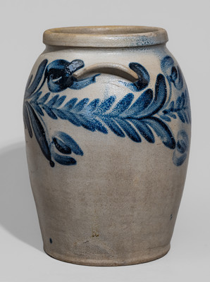 Baltimore Stoneware Jar w/ Cobalt Floral Decoration, c1825
