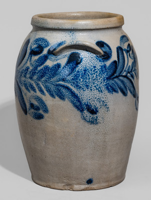 Baltimore Stoneware Jar w/ Cobalt Floral Decoration, c1825
